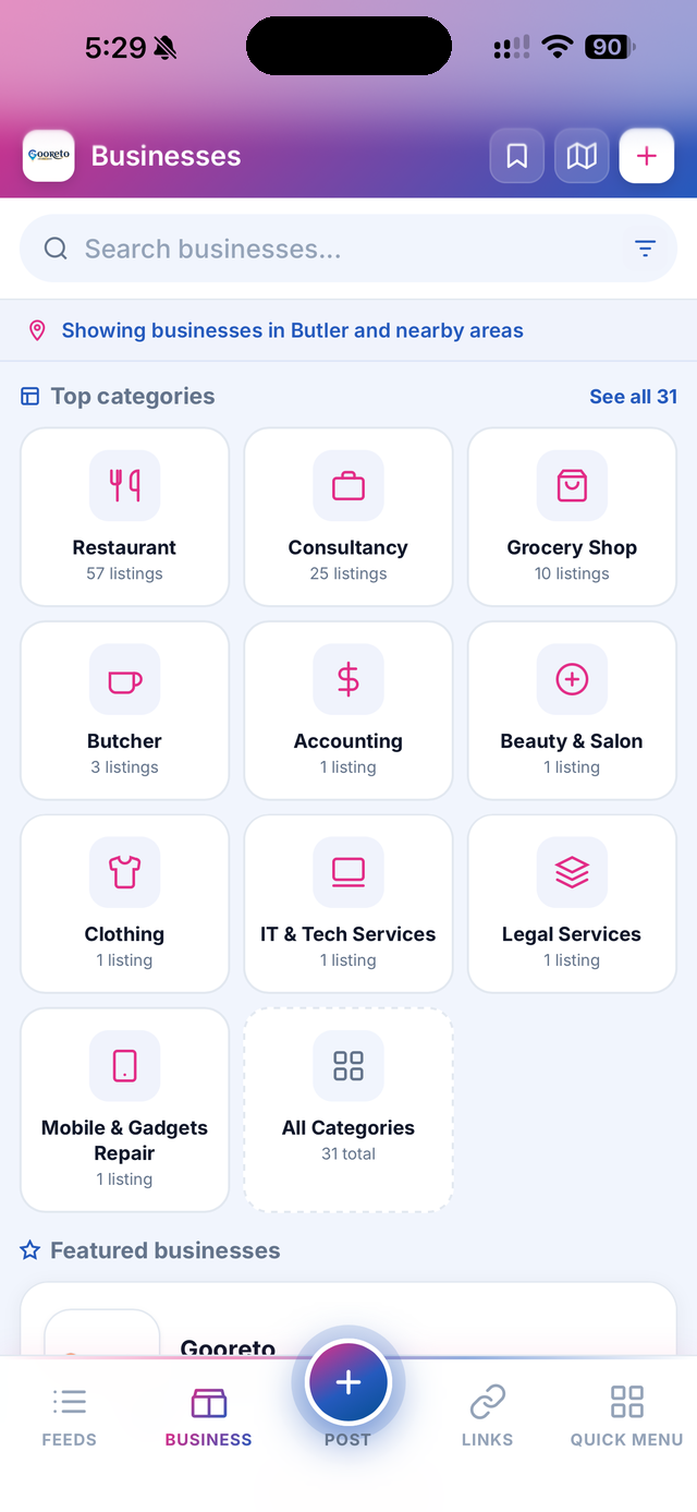 Gooreto Business Directory - browse by category near you