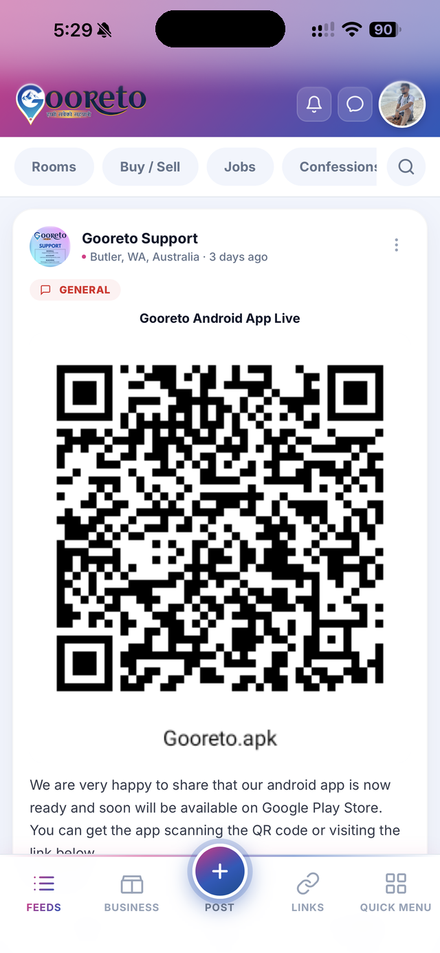 Gooreto community feed - rooms, jobs, buy and sell