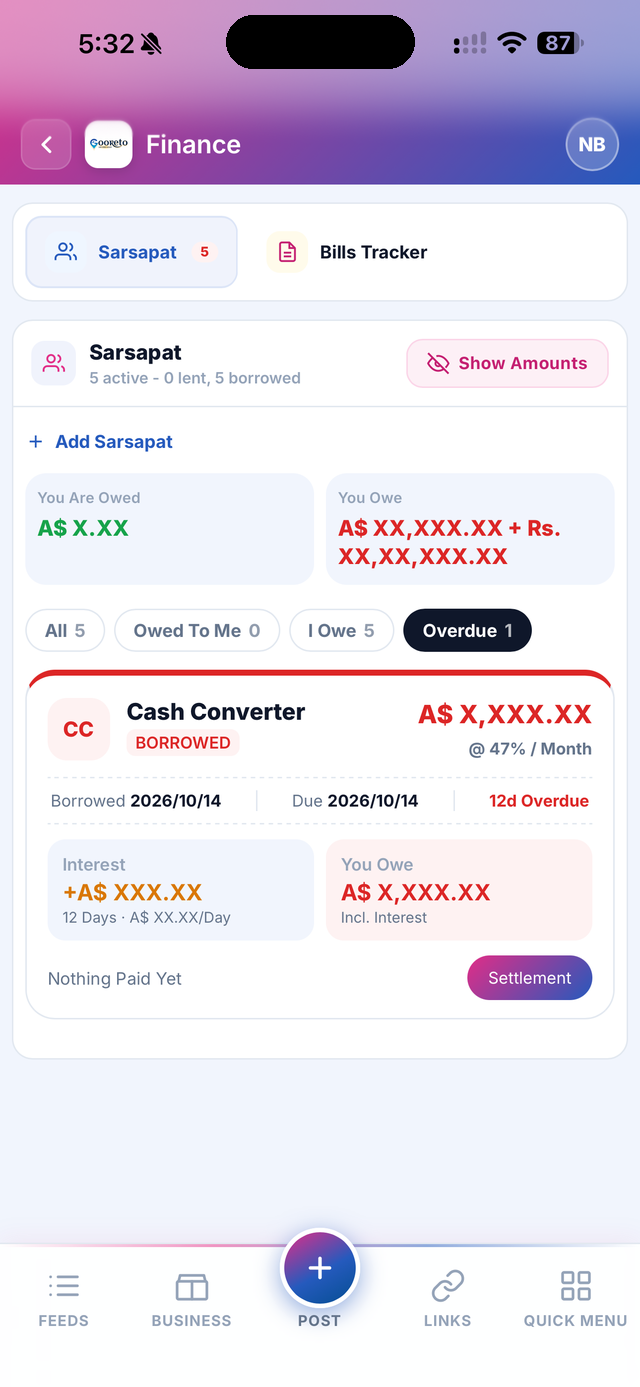 Finance - Sarsapat lending tracker